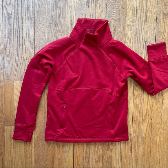 Athleta Altitude Polartec Sweatshirt Merry Red 4279878 Size Small - Picture 2 of 8